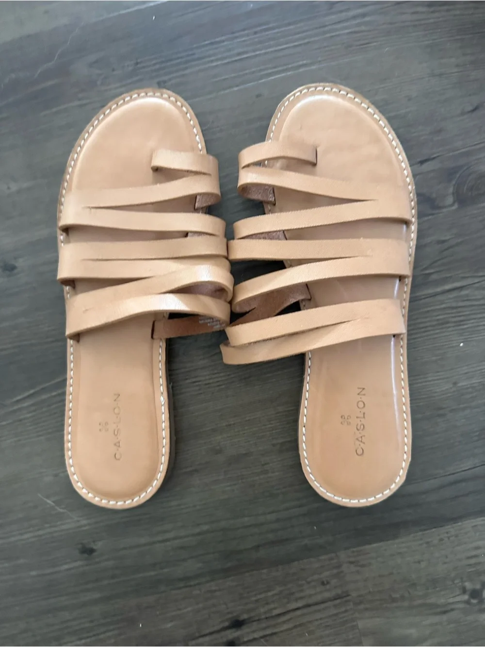 Caslon Cognac Multi-Strap Slide Sandals
